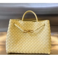 Famous Brand Bottega Veneta Medium Andiamo Top Handle Bag in Intrecciato Leather 743572 Ice Cream Yellow 2025