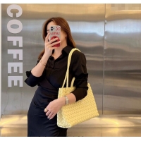 Famous Brand Bottega Veneta Medium Andiamo Top Handle Bag in Intrecciato Leather 743572 Ice Cream Yellow 2025