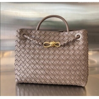 Top Quality Bottega Veneta Medium Andiamo Top Handle Bag in Intrecciato Leather 743572 Taupe Grey 2025