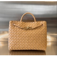 New Style Bottega Veneta Medium Andiamo Top Handle Bag in Intrecciato Leather 743572 Almond Yellow 2025