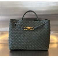 Promotional Bottega Veneta Medium Andiamo Top Handle Bag in Intrecciato Leather 743572 Raintree Green 2025