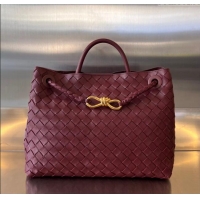 Good Product Bottega Veneta Medium Andiamo Top Handle Bag in Intrecciato Leather 743572 Dark Burgundy 2025
