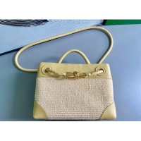 Good Looking Bottega Veneta Small Andiamo Top Handle Bag in Raffia Straw and Leather 743568 Yellow 2025