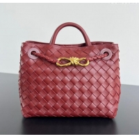 Most Popular Bottega Veneta Small Andiamo Top Handle Bag in Intrecciato Leather 743568 Sapele Red 2025