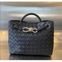 Best Price Bottega Veneta Small Andiamo Top Handle Bag in Intrecciato Leather 743568 Space/Silver 2025