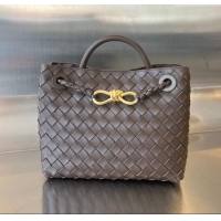 Top Grade Bottega Veneta Small Andiamo Top Handle Bag in Intrecciato Leather 743568 Chocolate 2025