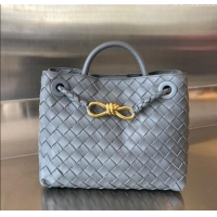 Luxury Cheap Bottega Veneta Small Andiamo Top Handle Bag in Intrecciato Leather 743568 Thounder Grey 2025