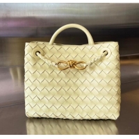Most Popular Bottega Veneta Small Andiamo Top Handle Bag in Intrecciato Leather 743568 Ice Cream Yellow 2025