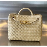 Best Price Bottega Veneta Small Andiamo Top Handle Bag in Intrecciato Leather 743568 Oat Yellow 2025