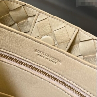 Best Price Bottega Veneta Small Andiamo Top Handle Bag in Intrecciato Leather 743568 Oat Yellow 2025