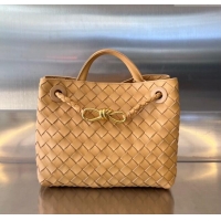Super Quality Bottega Veneta Small Andiamo Top Handle Bag in Intrecciato Leather 743568 Almond Yellow 2025