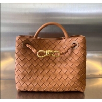 Most Popular Bottega Veneta Small Andiamo Top Handle Bag in Intrecciato Leather 743568 Light Brown 2025