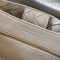 Best Grade Bottega Veneta Small Andiamo Top Handle Bag in Intrecciato Leather 743568 White/Gold 2025