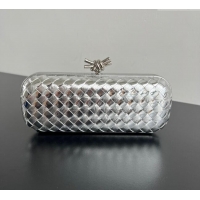 Promotional Bottega Veneta Knot Long Clutch in Intreccio Leather 0801 Silver-Tone 2025