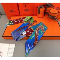 Classic Specials Hermes Giraffe Twilly Silk Bandeau Scarf 5x86cm 0724 Sky Blue 2025