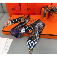 Top Grade Hermes Giraffe Twilly Silk Bandeau Scarf 5x86cm 0724 Black 2025