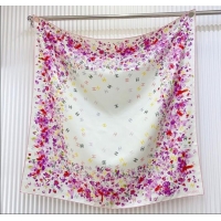 Promotional Chanel Flower Silk Square Scarf 90x90cm 0724 White/Purple 2025