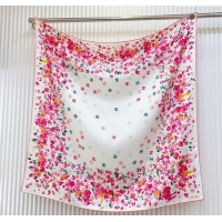 Best Product Chanel Flower Silk Square Scarf 90x90cm 0724 White/Pink 2025