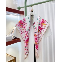 Best Product Chanel Flower Silk Square Scarf 90x90cm 0724 White/Pink 2025