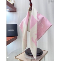 Good Quality Chanel Coco Silk Square Scarf 90x90cm 0724 White/Pink 2025