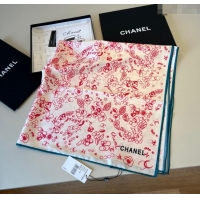 Famous Brand Chanel Flora Silk Square Scarf 90x90cm 0724 Pink 2025