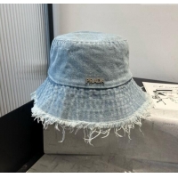 Super Quality Prada Denim Bucket Hat P071810 Light Blue 2025