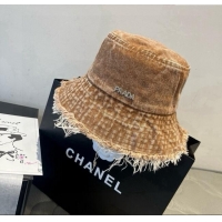 New Design Prada Denim Bucket Hat P071812 Brown 2025