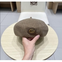 Best Quality Gucci Beret Hat G071817 Light Brown 2025