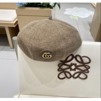 Best Quality Gucci Beret Hat G071817 Light Brown 2025