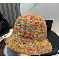 Top Quality Miu Miu Knit Multicolor Bucket Hat 0724 Brown 2025