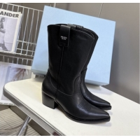 Stylish Prada By Raf Simons Runway Boots in Calfskin 5cm Heel Black 5081101
