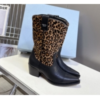 Buy Luxury Prada By Raf Simons Runway Boots in Calfskin 5cm Heel Leopard-print/Black 5081103