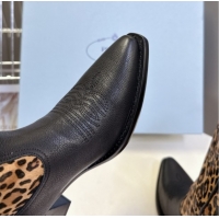Buy Luxury Prada By Raf Simons Runway Boots in Calfskin 5cm Heel Leopard-print/Black 5081103