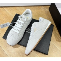 Expensive Prada Suede Sneakers Light Grey 2025 PR082501