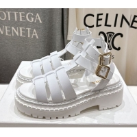 Most Popular Prada Leather sandals with ankle straps White 2025 PR082502