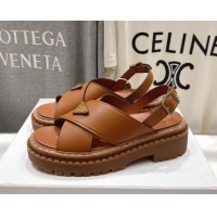 Luxury Prada Leather sandals Brown 2025 PR082504