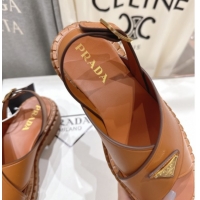 Luxury Prada Leather sandals Brown 2025 PR082504