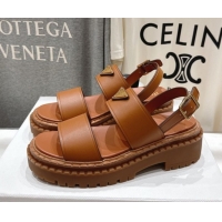Popular Style Prada Leather sandals Brown 2025 PR082505