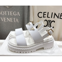 Classic Hot Prada Leather sandals White 2025 PR082505