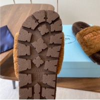 Good Quality Prada Wool Flat Slides Sandal Dark Brown 2025 PR082507