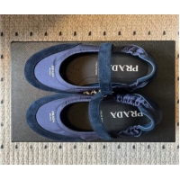 Best Price Prada Fabric and Suede ballerinas flat Blue 2025 PR082508
