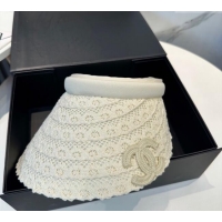 Original Cheap Chanel Crochet Visor Hat 0724 White 2025