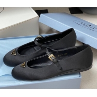 Good Quality Prada Satin ballerinas flat Black 2025 1F793N