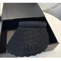 Luxury Discount Chanel Crochet Visor Hat 0724 Black 2025