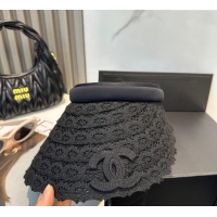 Luxury Discount Chanel Crochet Visor Hat 0724 Black 2025