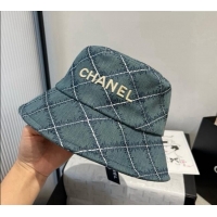 Good Quality Chanel Quilted Bucket Hat 0724 Blue 2025