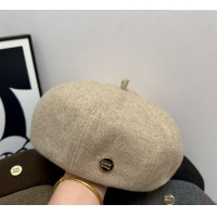 Best Price Miu Miu Patch Beret Hat 0724 Beige 2025
