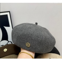 Most Popular Miu Miu Patch Beret Hat 0724 Grey 2025