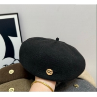 Market Sells Miu Miu Patch Beret Hat 0724 Black 2025