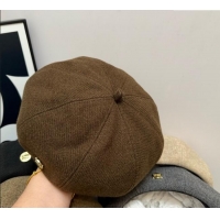 Cheapest Miu Miu Patch Beret Hat 0724 Brown 2025
